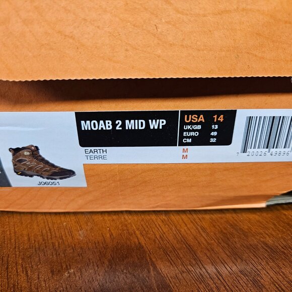 Merrell Moab 2 Mid WP Hiking Boots Mens Size 14 J06051 - Picture 6 of 6